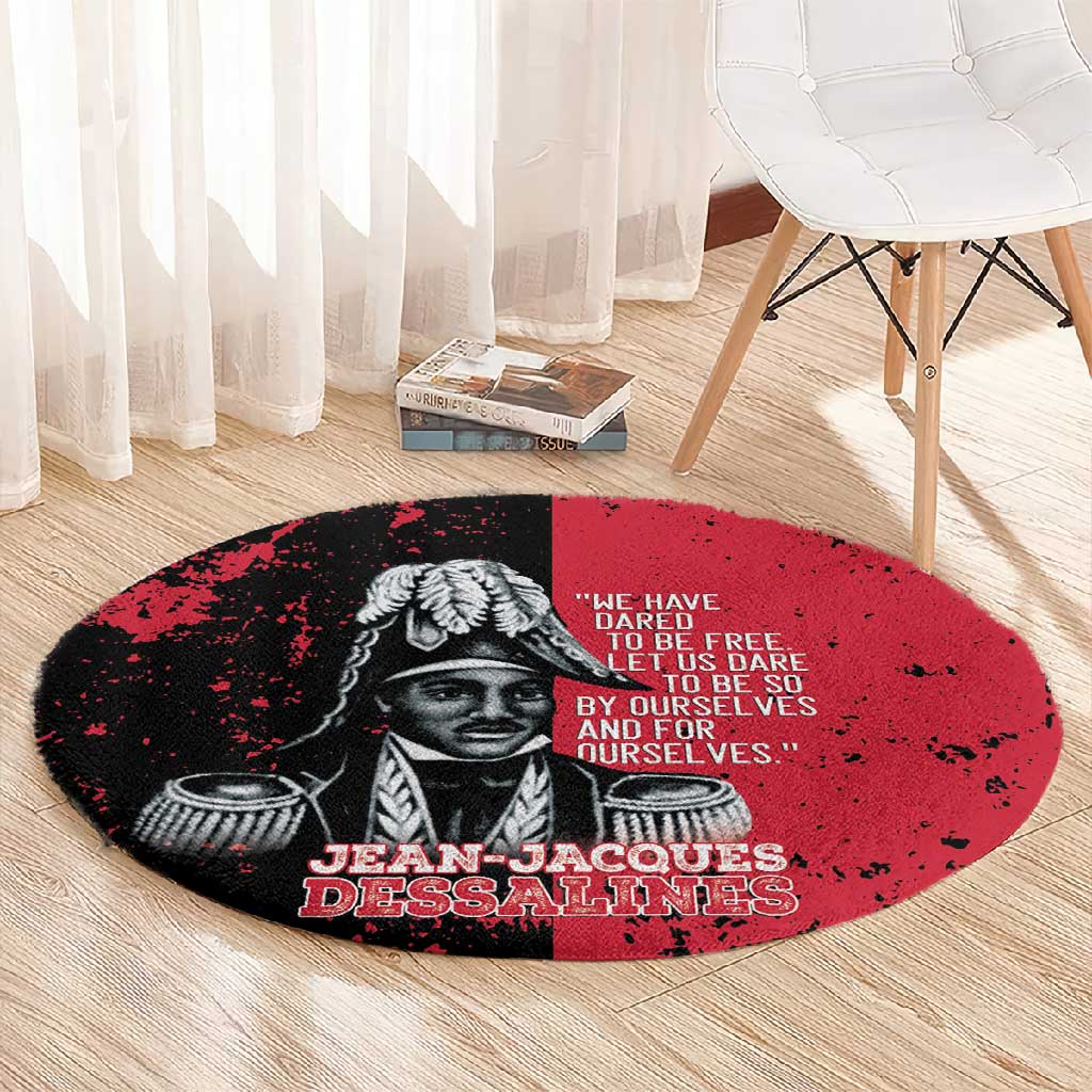 Jean-Jacques Dessalines Afro Haiti Round Carpet Emperor Of First Empire Grunge Style - African Pride