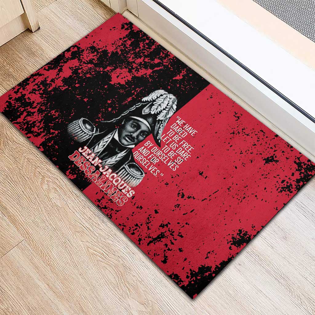 Jean-Jacques Dessalines Afro Haiti Rubber Doormat Emperor Of First Empire Grunge Style - African Pride