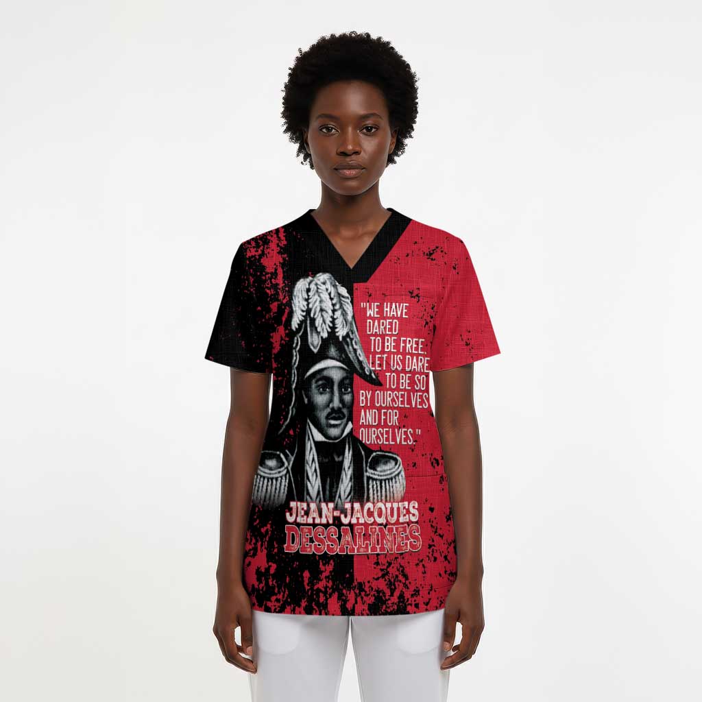 Personalized Jean-Jacques Dessalines Afro Haiti Scrub Top Emperor Of First Empire Grunge Style - African Pride