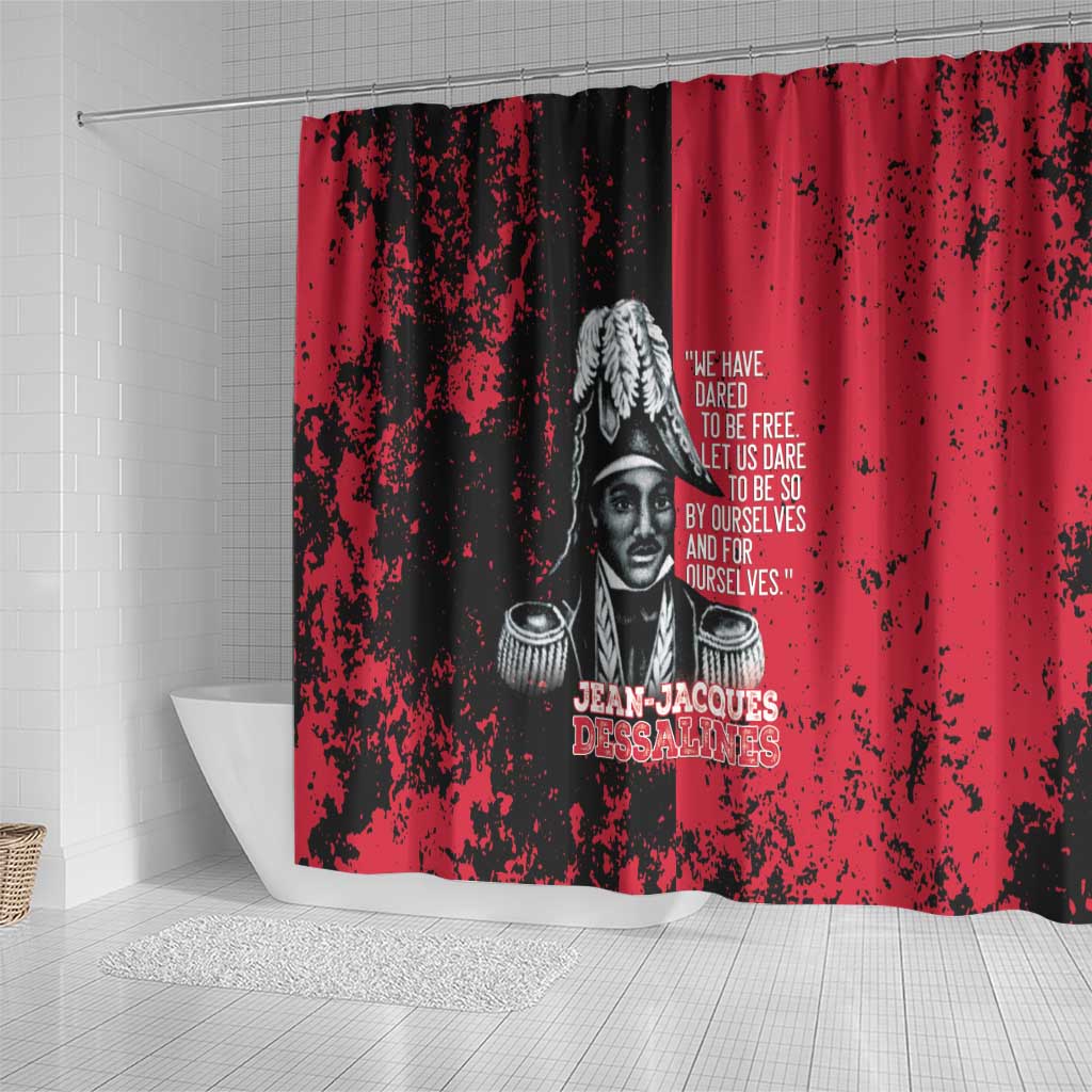 Jean-Jacques Dessalines Afro Haiti Shower Curtain Emperor Of First Empire Grunge Style - African Pride