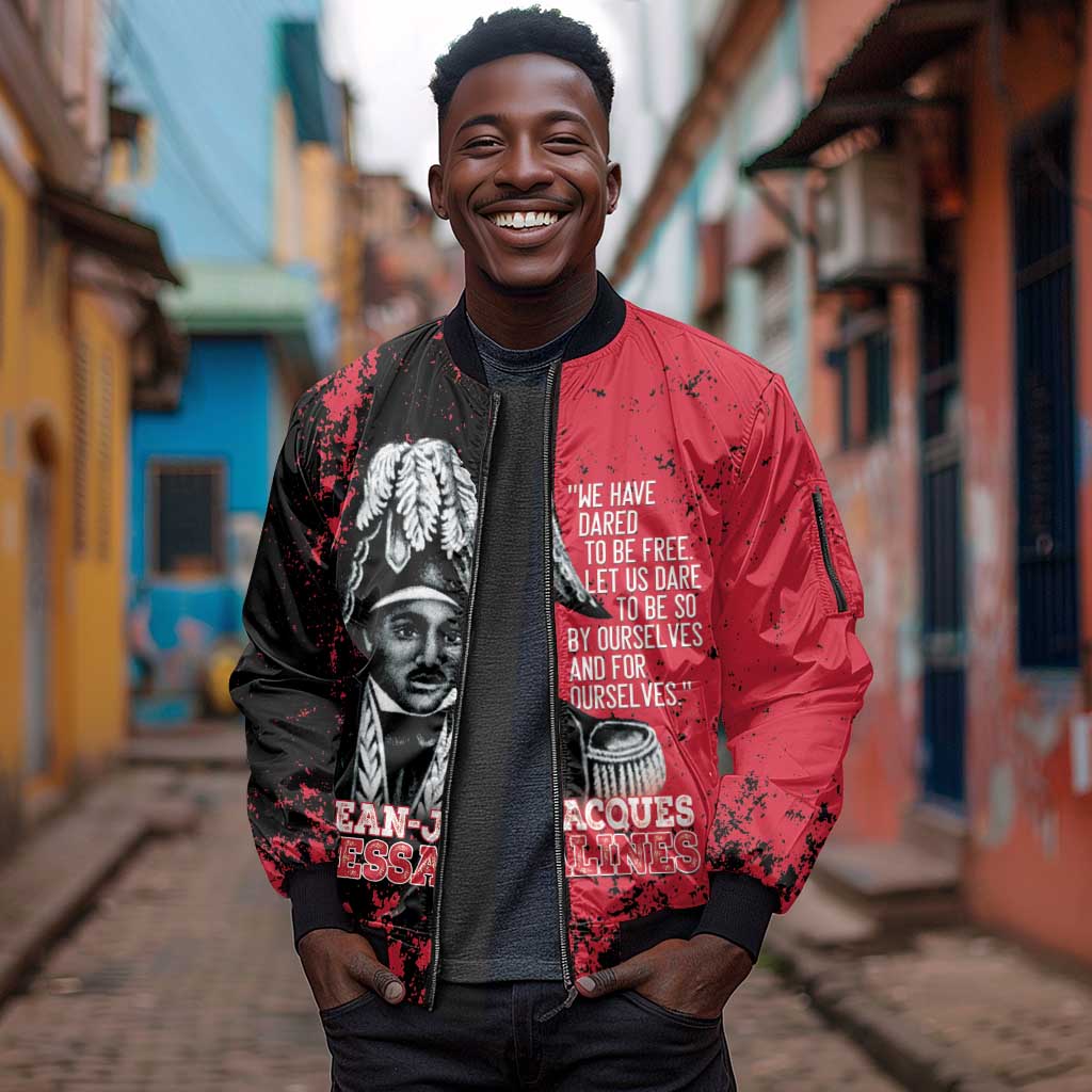 Personalized Jean-Jacques Dessalines Afro Haiti Sleeve Zip Bomber Jacket Emperor Of First Empire Grunge Style - African Pride