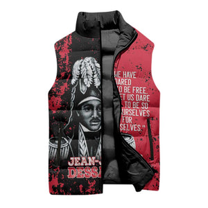 Personalized Jean-Jacques Dessalines Afro Haiti Sleeveless Puffer Jacket Emperor Of First Empire Grunge Style - African Pride