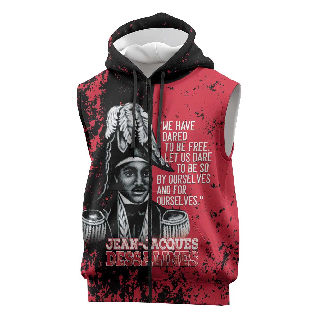 Personalized Jean-Jacques Dessalines Afro Haiti Sleeveless Zip Hoodie Emperor Of First Empire Grunge Style - African Pride
