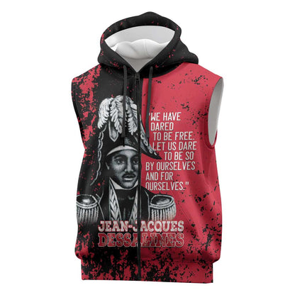 Personalized Jean-Jacques Dessalines Afro Haiti Sleeveless Zip Hoodie Emperor Of First Empire Grunge Style - African Pride