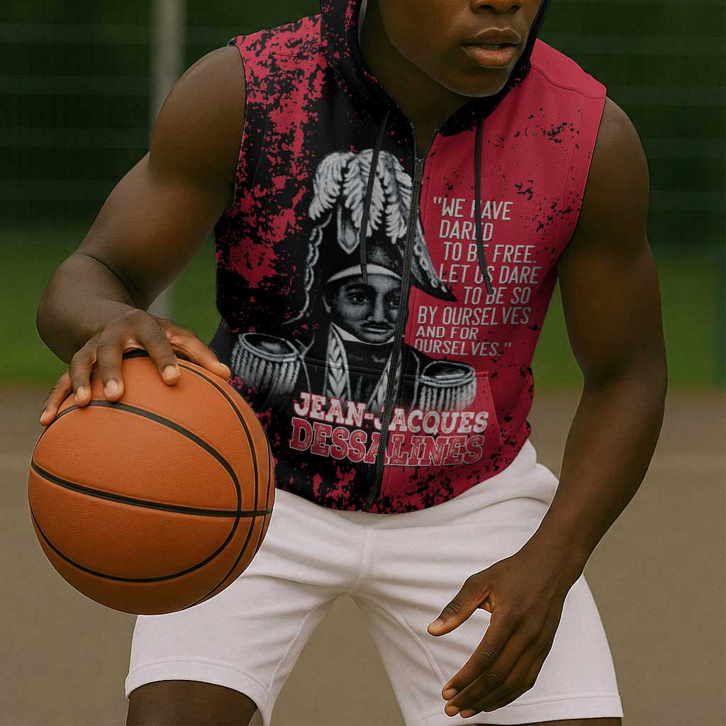 Personalized Jean-Jacques Dessalines Afro Haiti Sleeveless Zip Hoodie Emperor Of First Empire Grunge Style - African Pride