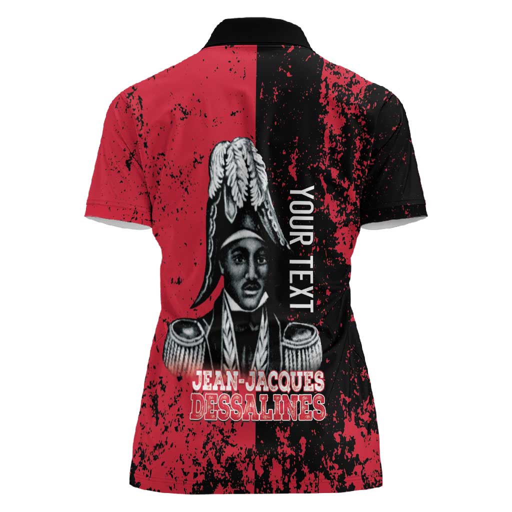 Personalized Jean-Jacques Dessalines Afro Haiti Women Polo Shirt Emperor Of First Empire Grunge Style - African Pride