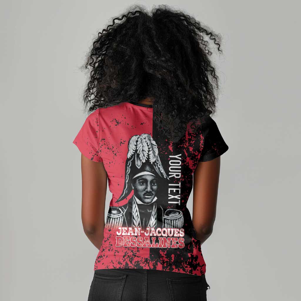 Personalized Jean-Jacques Dessalines Afro Haiti Women V-Neck T-Shirt Emperor Of First Empire Grunge Style LT14