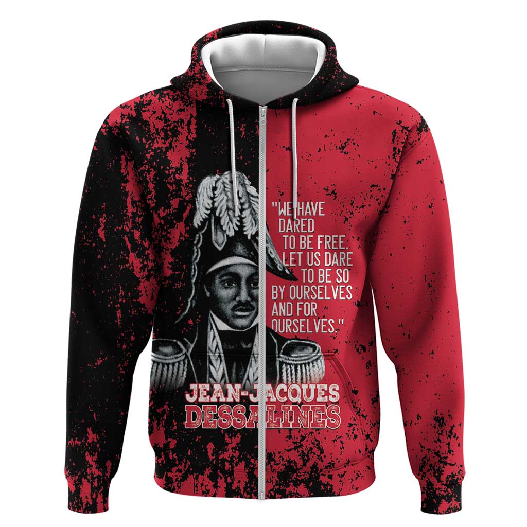 Personalized Jean-Jacques Dessalines Afro Haiti Zip Hoodie Emperor Of First Empire Grunge Style - African Pride