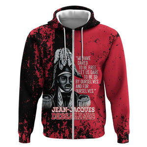 Personalized Jean-Jacques Dessalines Afro Haiti Zip Hoodie Emperor Of First Empire Grunge Style - African Pride