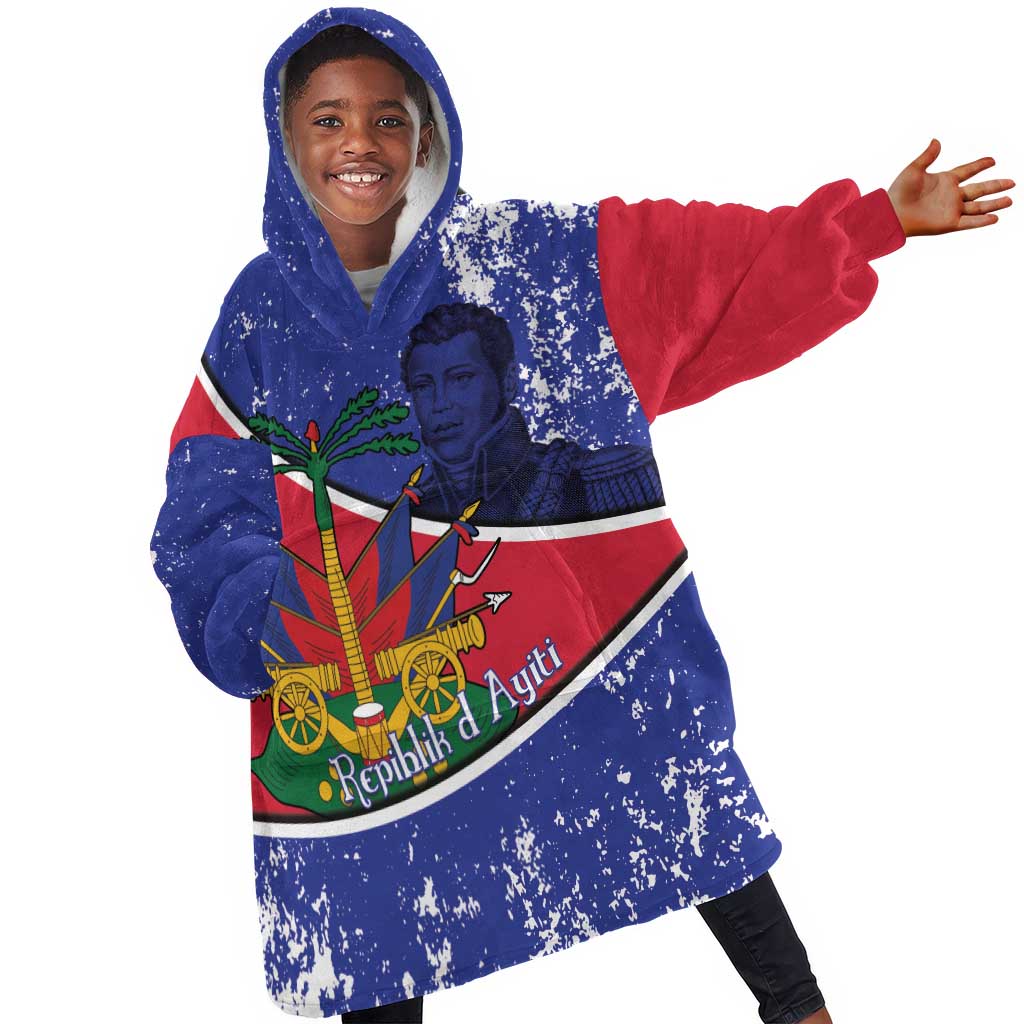 Republic of Haiti 1806-1820 Kid Wearable Blanket Hoodie Alexandre Petion With Coat Of Arms - African Pride