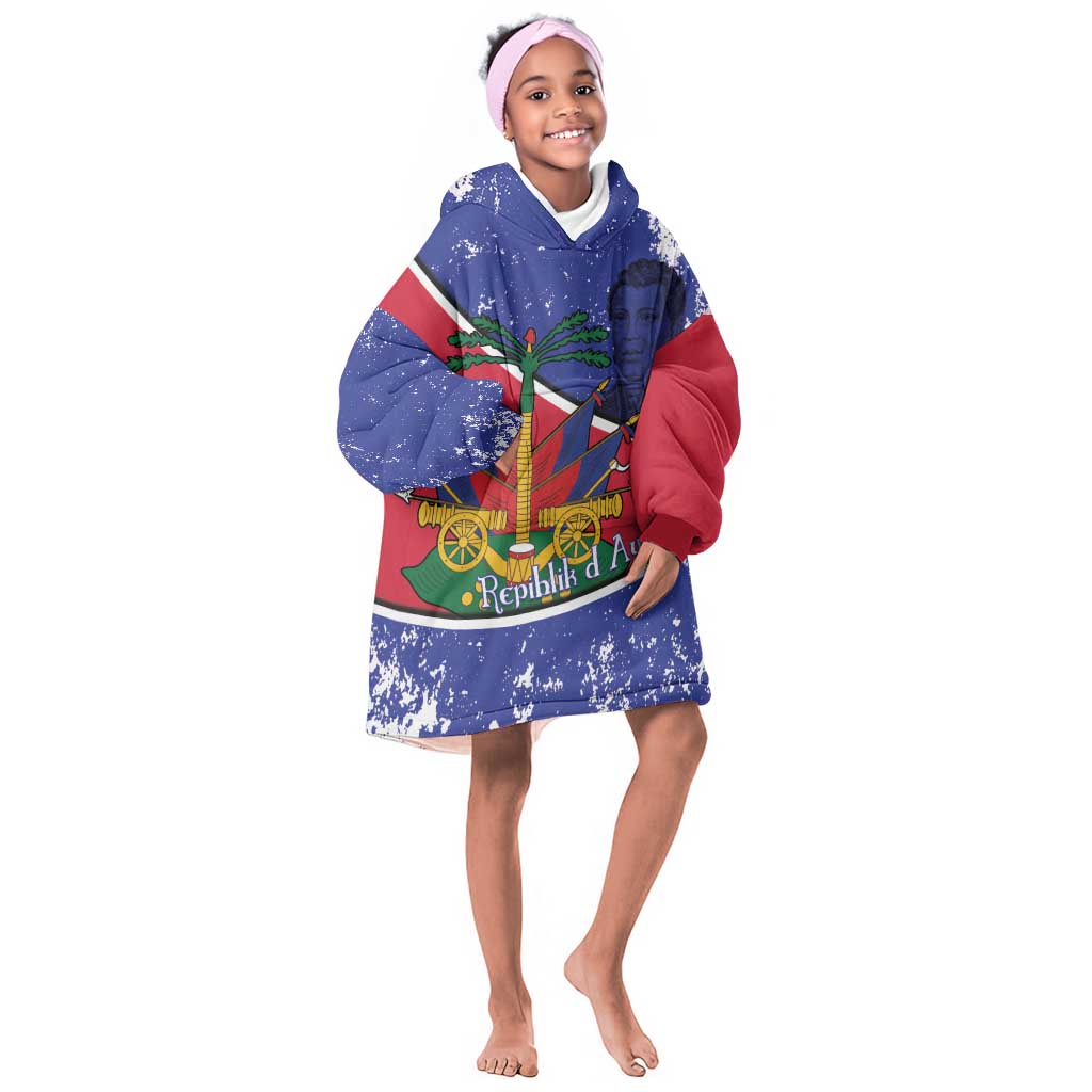 Republic of Haiti 1806-1820 Kid Wearable Blanket Hoodie Alexandre Petion With Coat Of Arms - African Pride