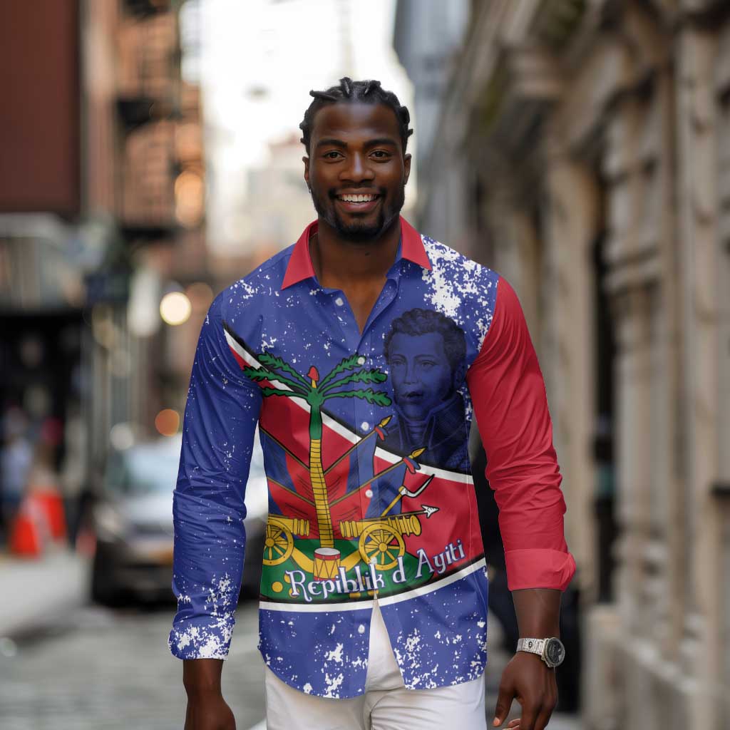 Republic of Haiti 1806-1820 Long Sleeve Button Shirt Alexandre Petion With Coat Of Arms - African Pride