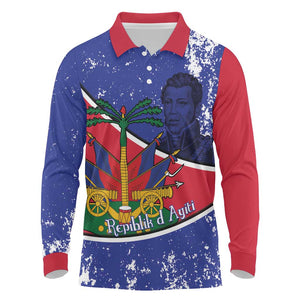 Republic of Haiti 1806-1820 Long Sleeve Polo Shirt Alexandre Petion With Coat Of Arms - African Pride