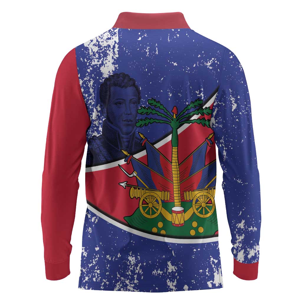 Republic of Haiti 1806-1820 Long Sleeve Polo Shirt Alexandre Petion With Coat Of Arms - African Pride