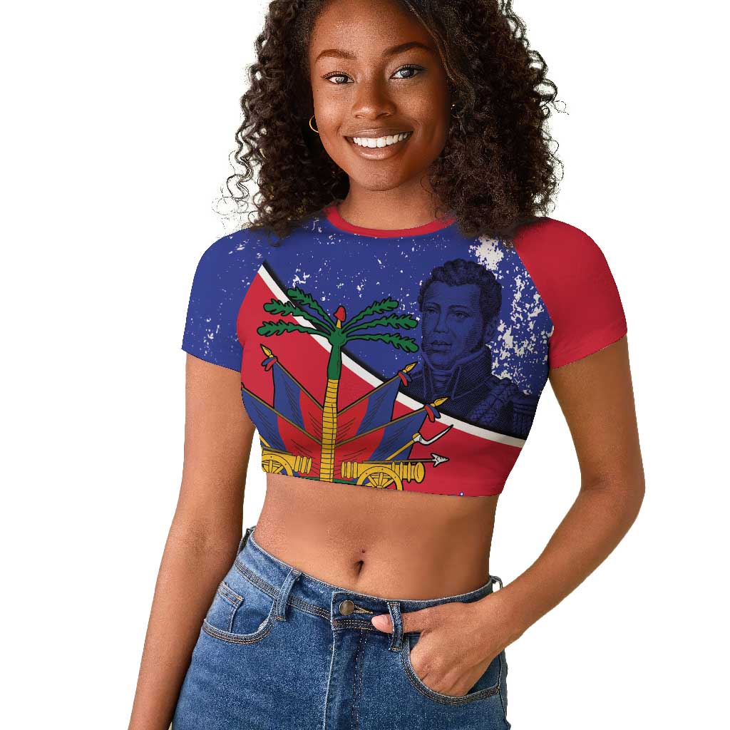 Republic of Haiti 1806-1820 Raglan Cropped T shirt Alexandre Petion With Coat Of Arms LT14