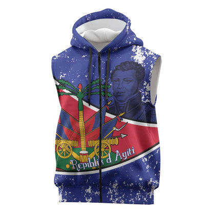 Republic of Haiti 1806-1820 Sleeveless Zip Hoodie Alexandre Petion With Coat Of Arms - African Pride