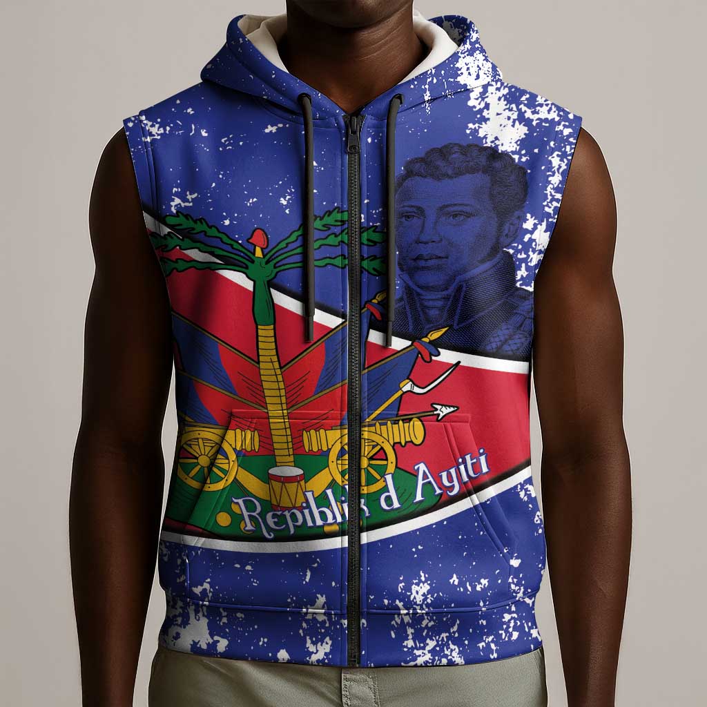 Republic of Haiti 1806-1820 Sleeveless Zip Hoodie Alexandre Petion With Coat Of Arms - African Pride