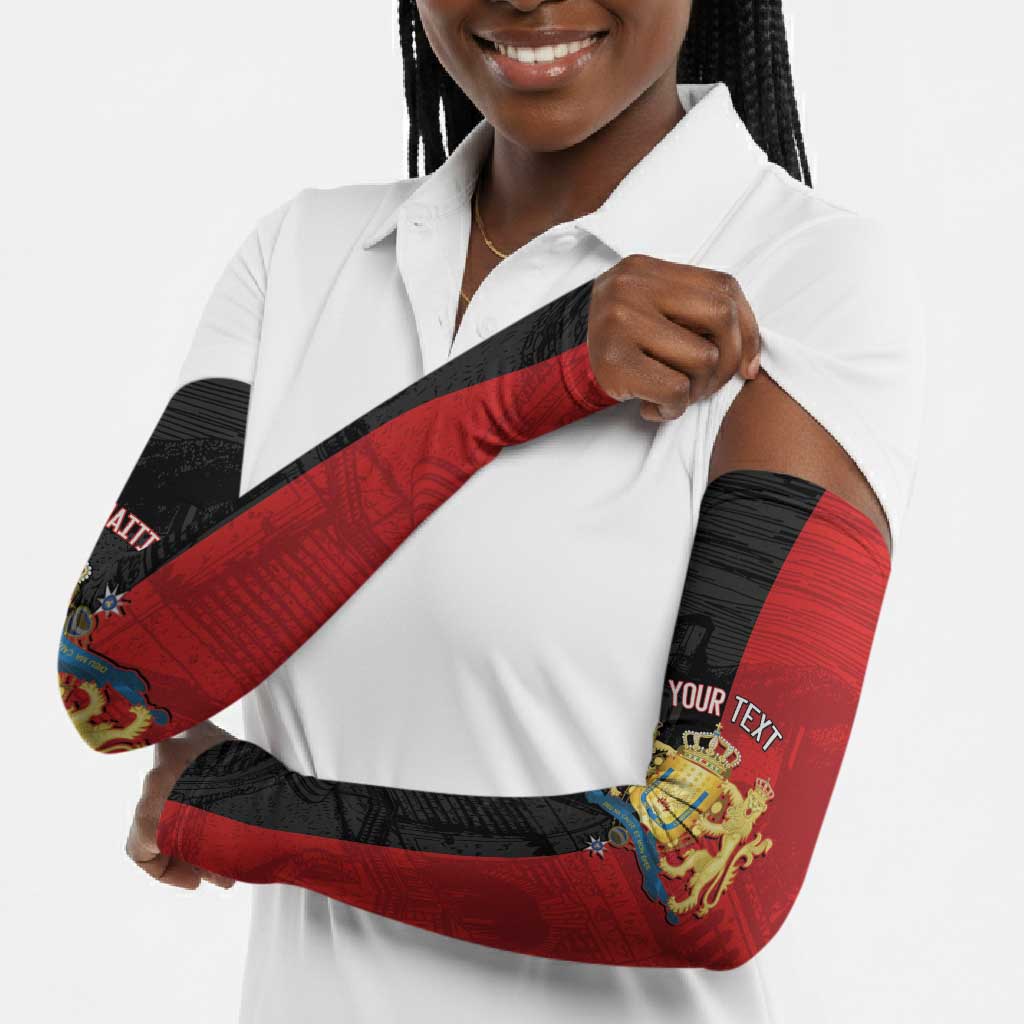 Personalized Kingdom of Haiti Arm Sleeves Sans-Souci Palace Flag Style - African Pride
