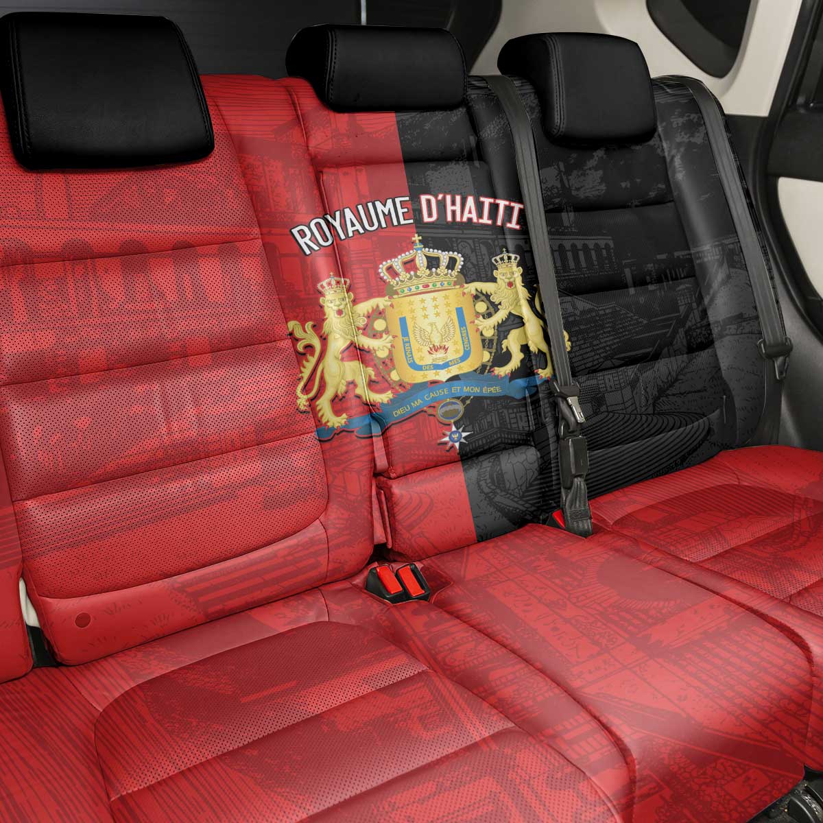 Kingdom of Haiti Back Car Seat Cover Sans-Souci Palace Flag Style - African Pride
