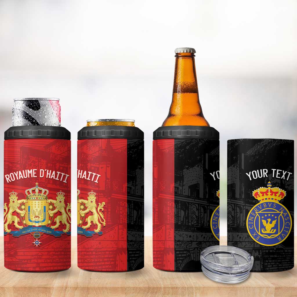 Personalized Kingdom of Haiti 4 in 1 Can Cooler Tumbler Sans-Souci Palace Flag Style - African Pride