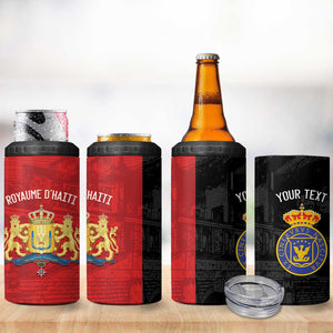 Personalized Kingdom of Haiti 4 in 1 Can Cooler Tumbler Sans-Souci Palace Flag Style - African Pride