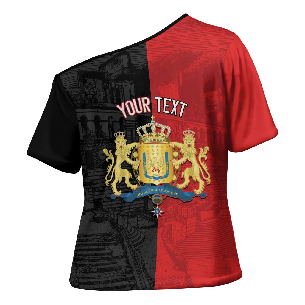 Personalized Kingdom of Haiti Cross Shoulder Shirt Sans-Souci Palace Flag Style - African Pride