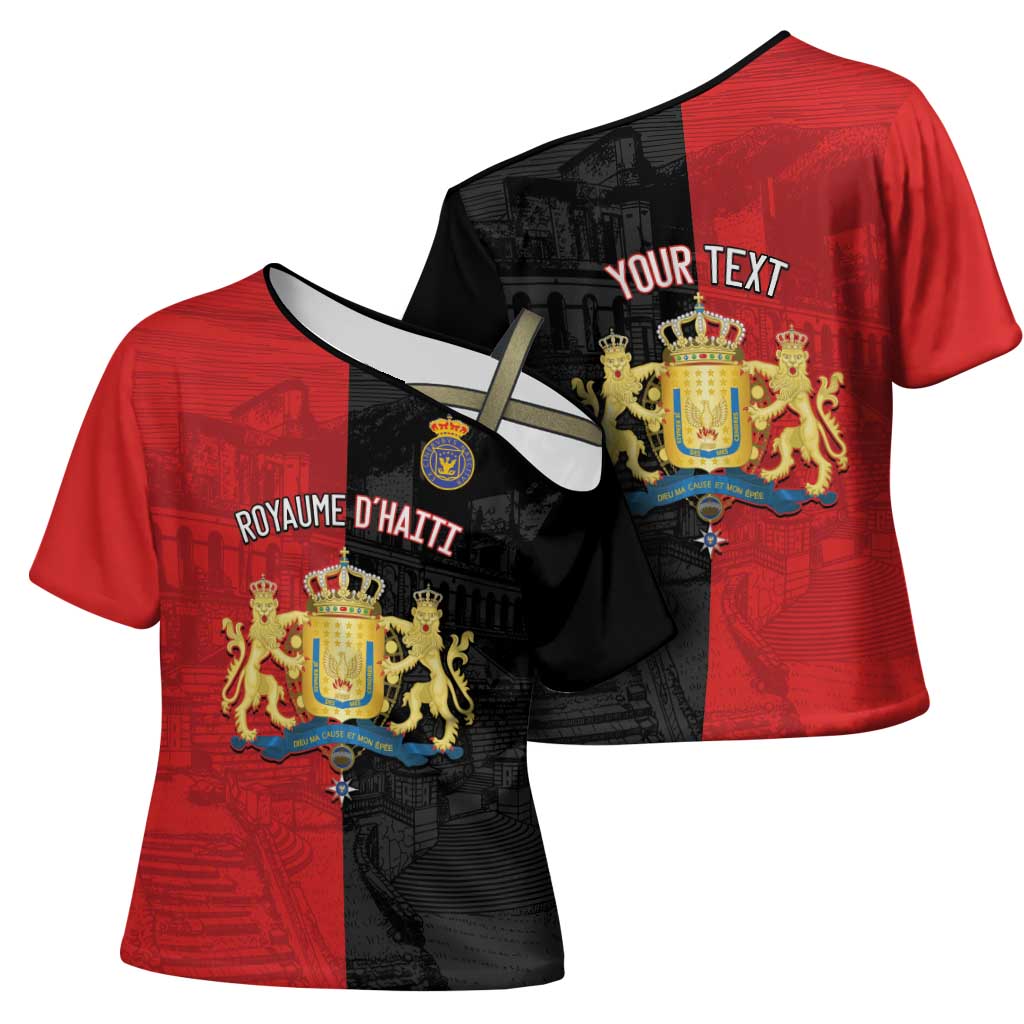Personalized Kingdom of Haiti Cross Shoulder Shirt Sans-Souci Palace Flag Style - African Pride