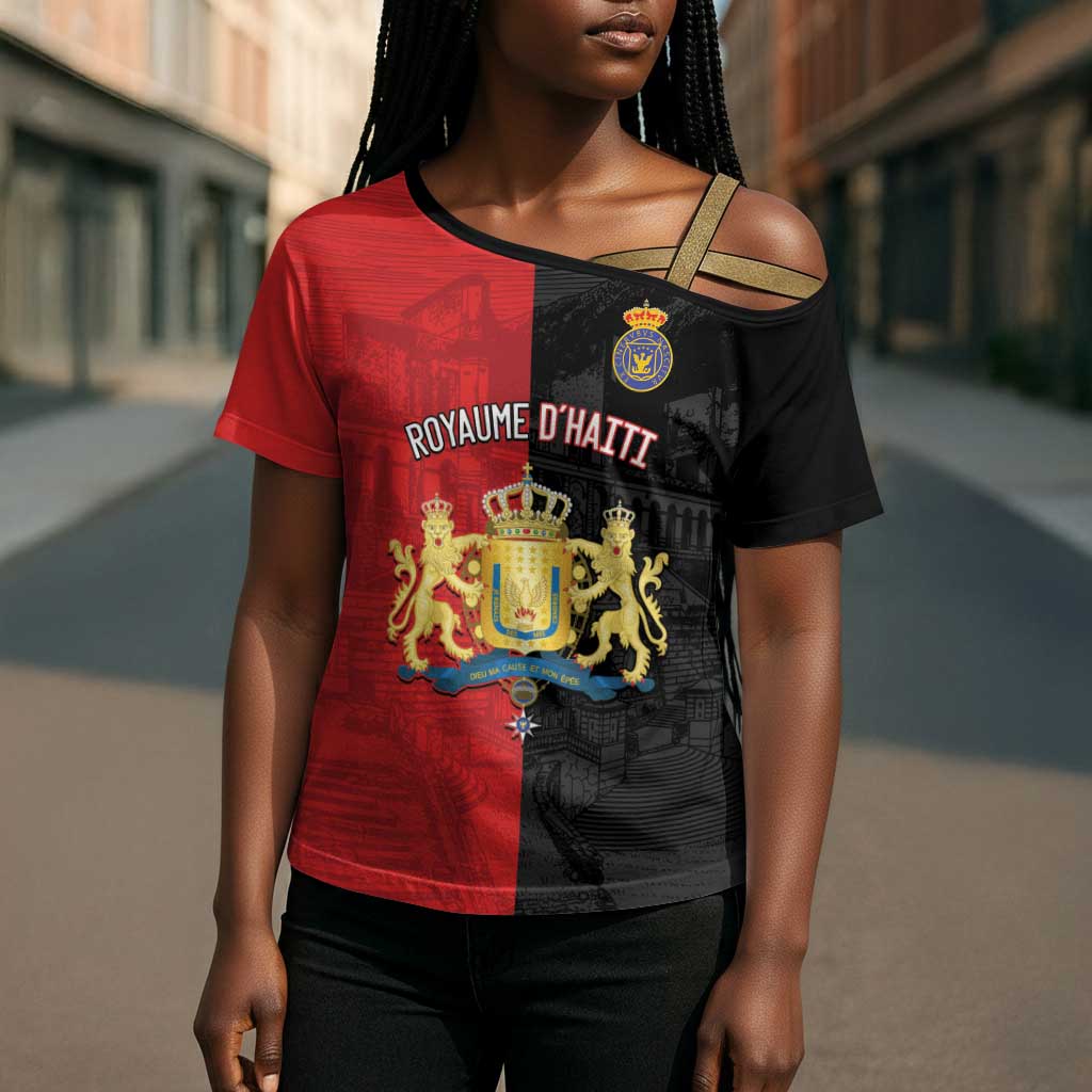 Personalized Kingdom of Haiti Cross Shoulder Shirt Sans-Souci Palace Flag Style - African Pride