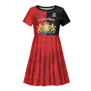 Personalized Kingdom of Haiti Kid Short Sleeve Dress Sans-Souci Palace Flag Style LT14