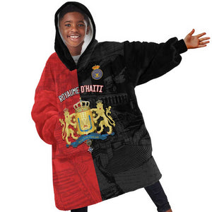Personalized Kingdom of Haiti Kid Wearable Blanket Hoodie Sans-Souci Palace Flag Style - African Pride
