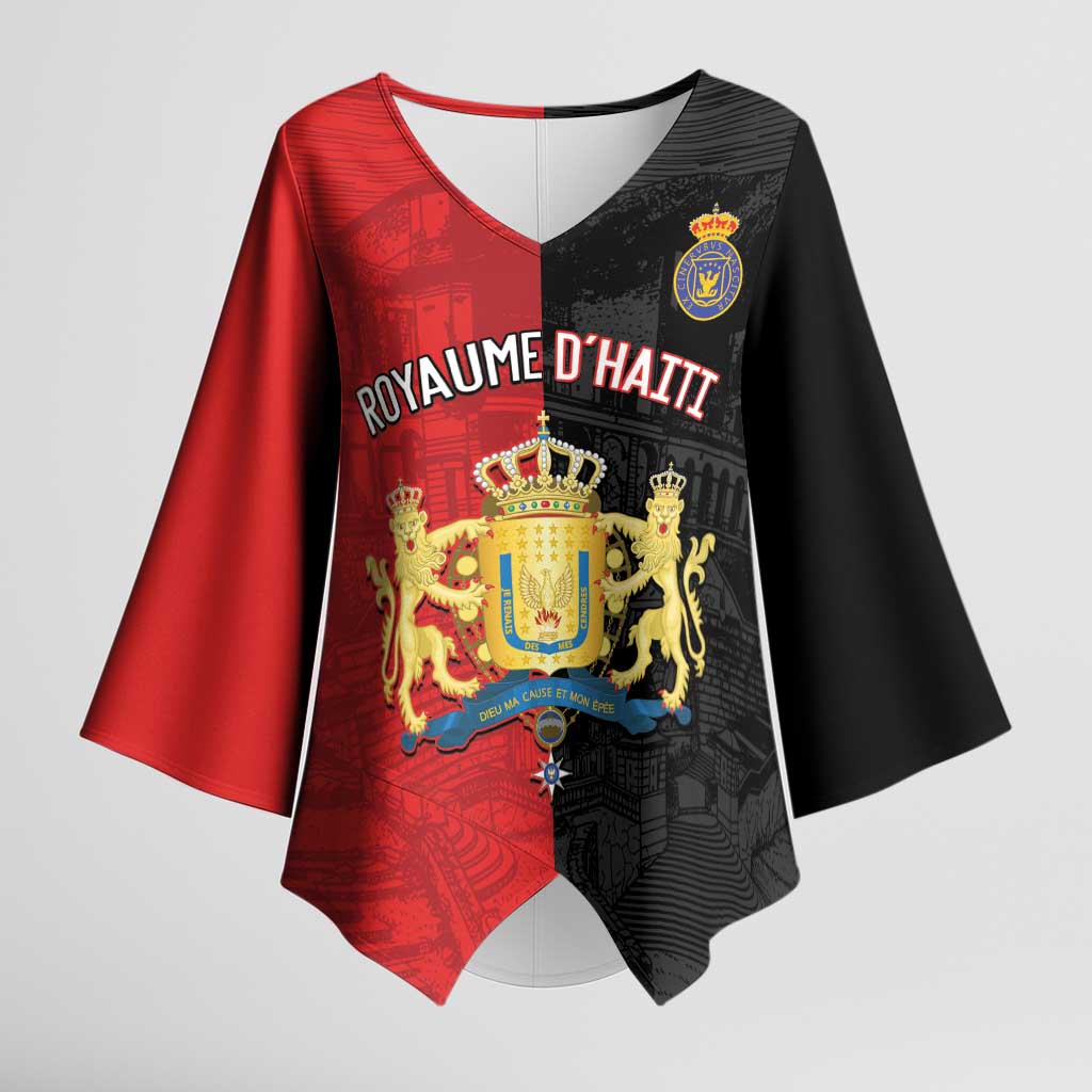 Personalized Kingdom of Haiti Kimono Sleeve Blouse Sans-Souci Palace Flag Style - African Pride