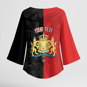 Personalized Kingdom of Haiti Kimono Sleeve Blouse Sans-Souci Palace Flag Style - African Pride