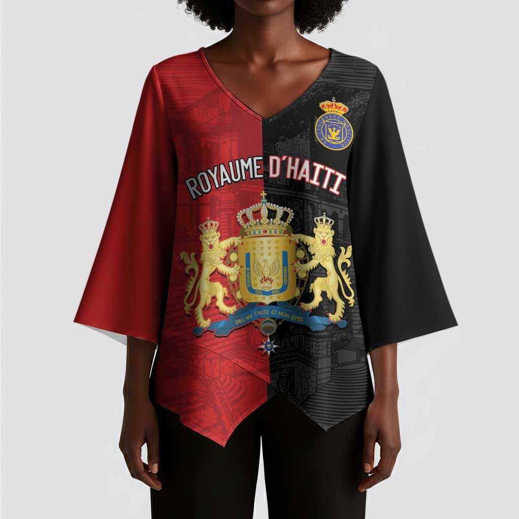 Personalized Kingdom of Haiti Kimono Sleeve Blouse Sans-Souci Palace Flag Style - African Pride