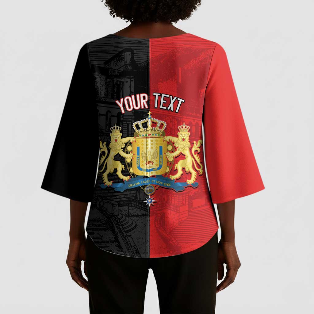 Personalized Kingdom of Haiti Kimono Sleeve Blouse Sans-Souci Palace Flag Style - African Pride