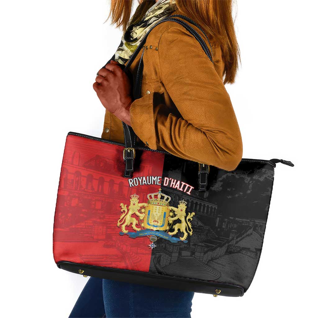 Kingdom of Haiti Leather Tote Bag Sans-Souci Palace Flag Style - African Pride