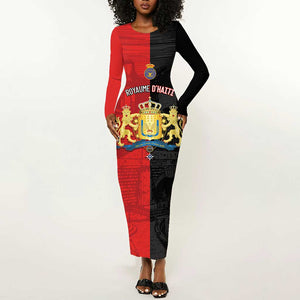 Personalized Kingdom of Haiti Long Sleeve Bodycon Dress Sans-Souci Palace Flag Style - African Pride