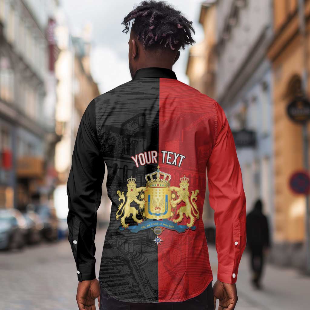 Personalized Kingdom of Haiti Long Sleeve Button Shirt Sans-Souci Palace Flag Style - African Pride