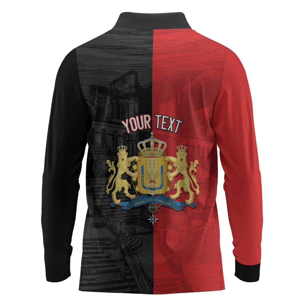 Personalized Kingdom of Haiti Long Sleeve Polo Shirt Sans-Souci Palace Flag Style - African Pride