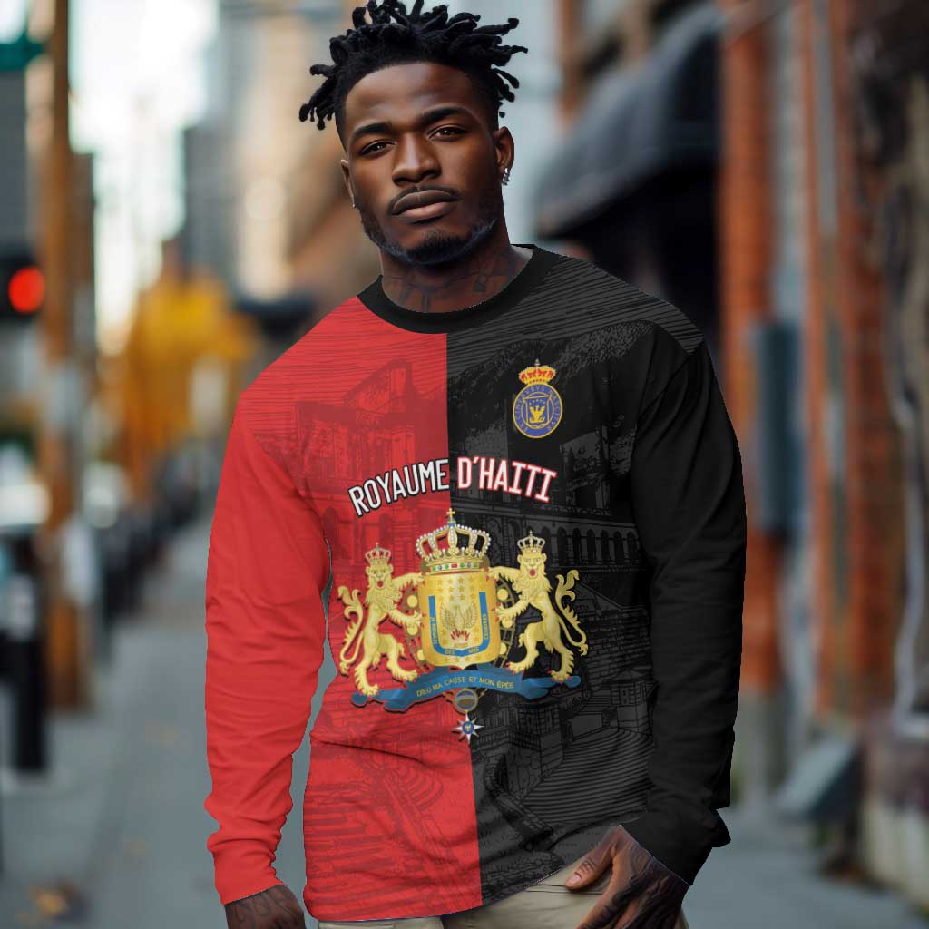 Personalized Kingdom of Haiti Long Sleeve Shirt Sans-Souci Palace Flag Style - African Pride