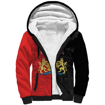 Personalized Kingdom of Haiti Sherpa Hoodie Sans-Souci Palace Flag Style - African Pride