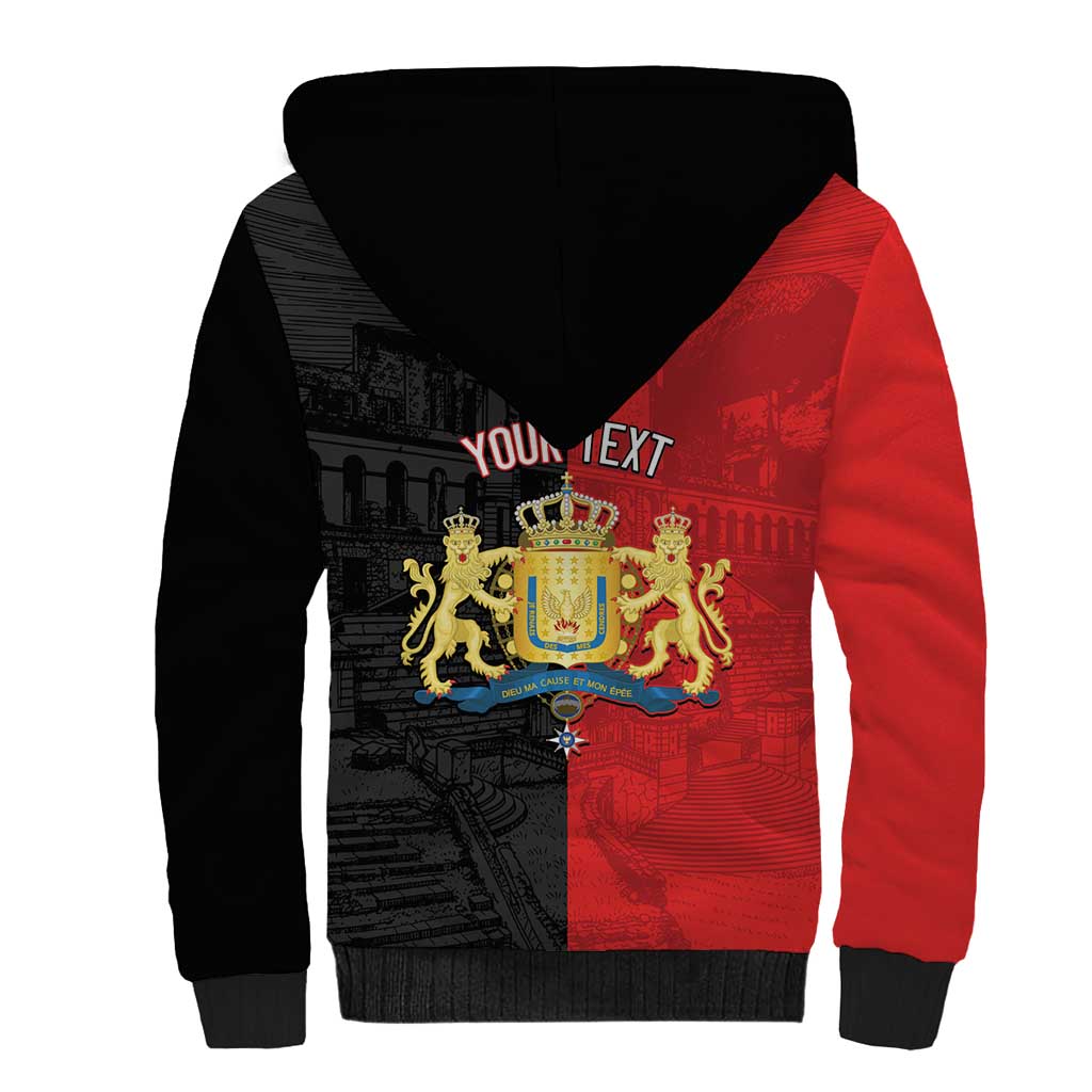 Personalized Kingdom of Haiti Sherpa Hoodie Sans-Souci Palace Flag Style - African Pride