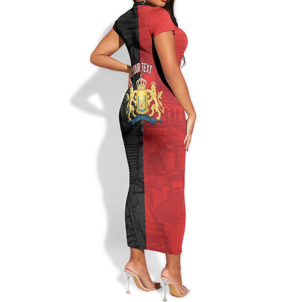 Personalized Kingdom of Haiti Short Sleeve Bodycon Dress Sans-Souci Palace Flag Style LT14
