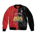 Personalized Kingdom of Haiti Sleeve Zip Bomber Jacket Sans-Souci Palace Flag Style - African Pride