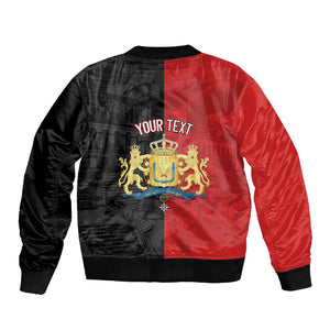 Personalized Kingdom of Haiti Sleeve Zip Bomber Jacket Sans-Souci Palace Flag Style - African Pride