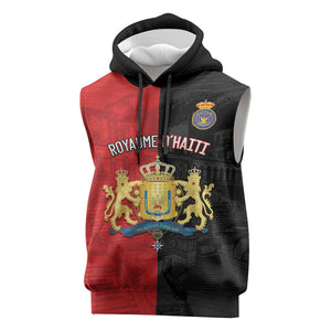 Personalized Kingdom of Haiti Sleeveless Hoodie Sans-Souci Palace Flag Style - African Pride