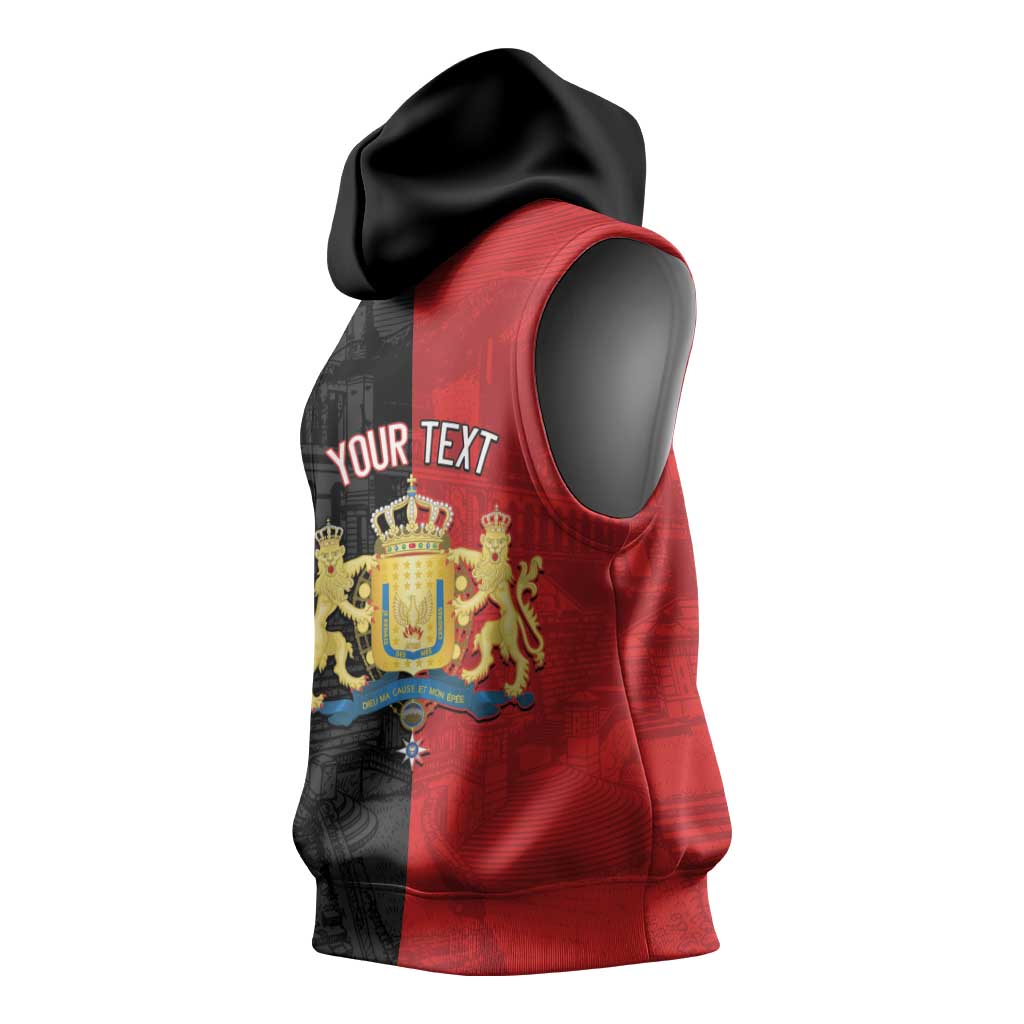 Personalized Kingdom of Haiti Sleeveless Hoodie Sans-Souci Palace Flag Style - African Pride