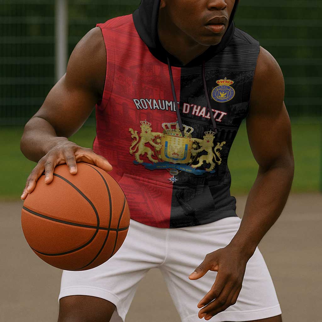 Personalized Kingdom of Haiti Sleeveless Hoodie Sans-Souci Palace Flag Style - African Pride