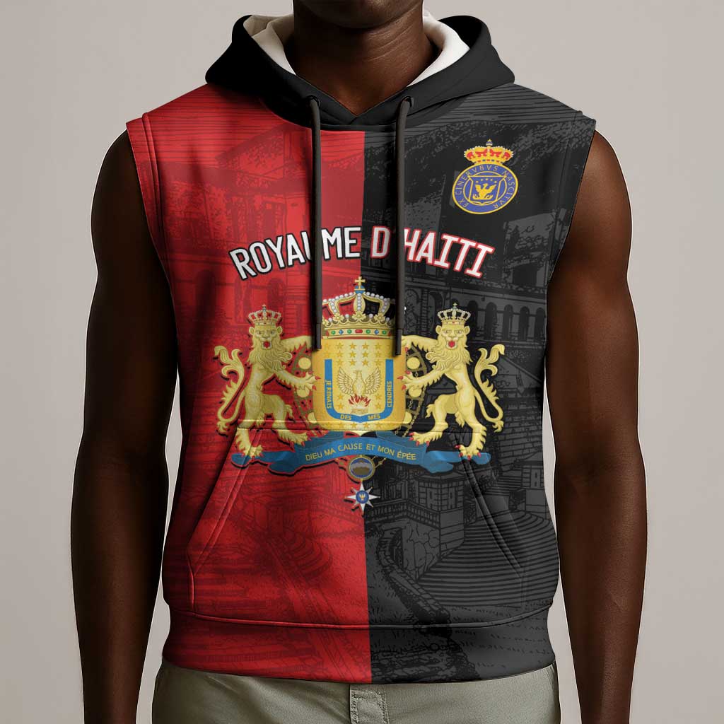 Personalized Kingdom of Haiti Sleeveless Hoodie Sans-Souci Palace Flag Style - African Pride