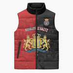 Personalized Kingdom of Haiti Sleeveless Puffer Jacket Sans-Souci Palace Flag Style - African Pride