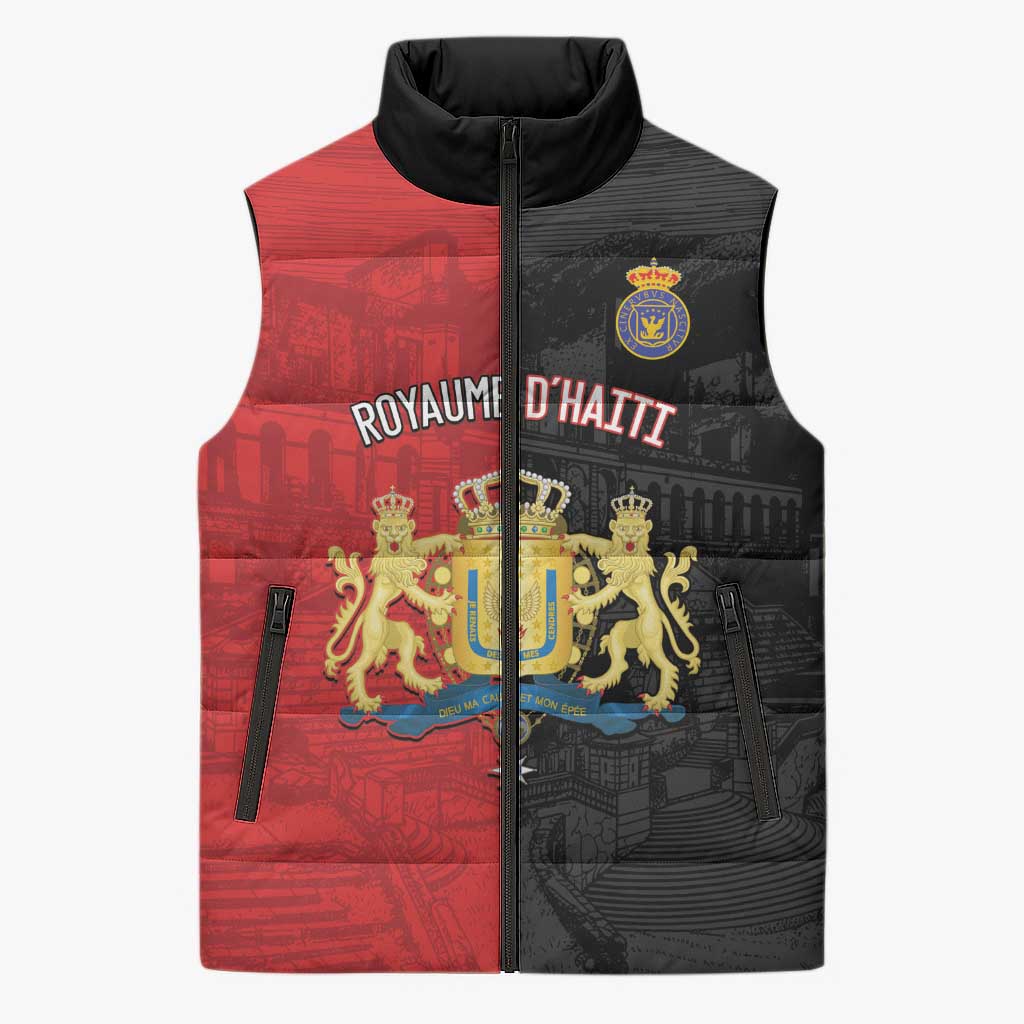 Personalized Kingdom of Haiti Sleeveless Puffer Jacket Sans-Souci Palace Flag Style - African Pride